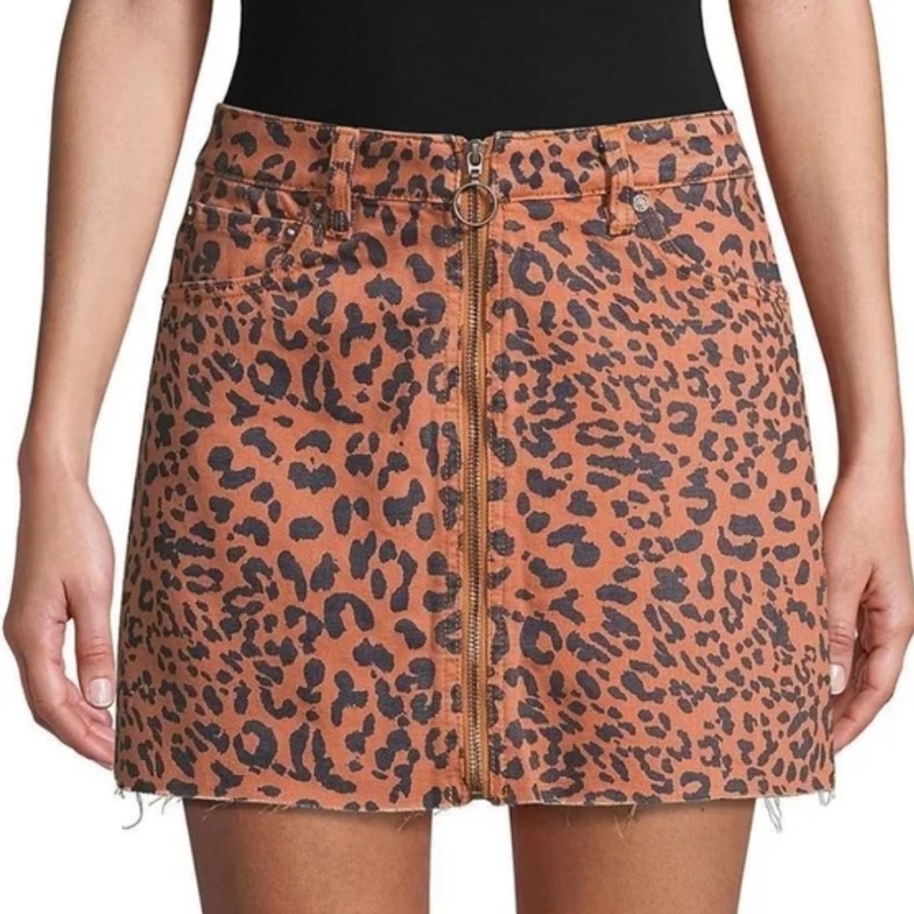 Free People we the free leopard denim mini skirt size 30